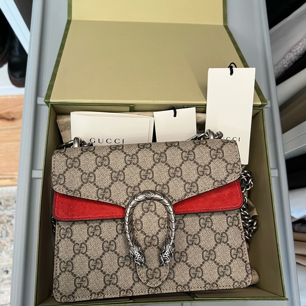 Gucci Dionysus Red Crossbody Bag with Iconic Monogram small